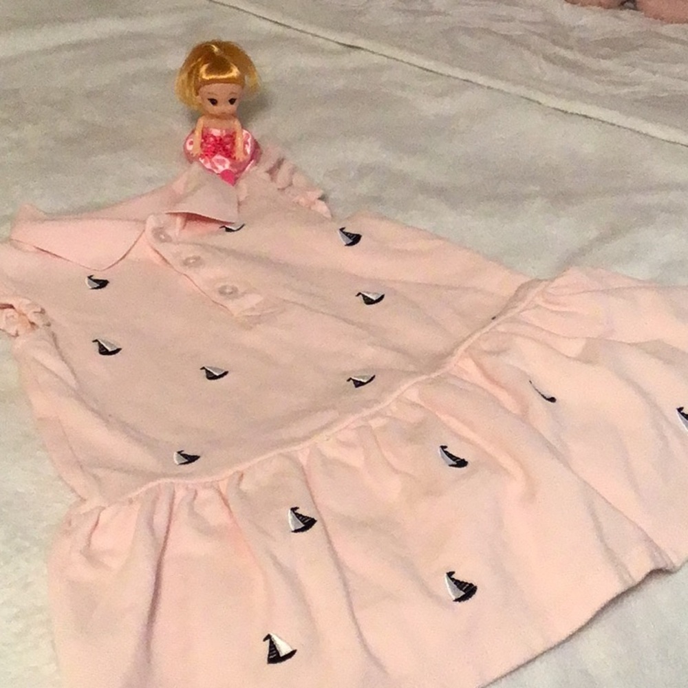 Girls pink sailboat ruffle dress